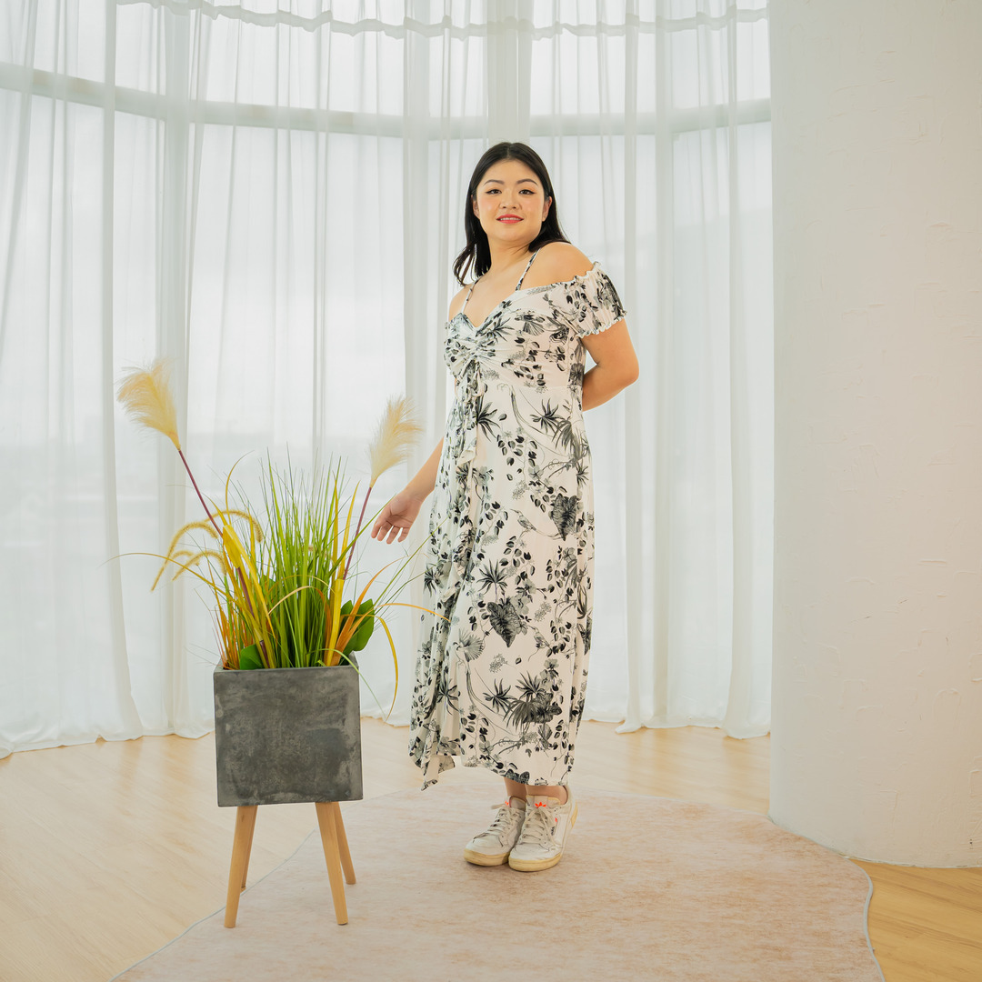 FREYA WILMA DRESS - GRAYSCALE BOTANICA
