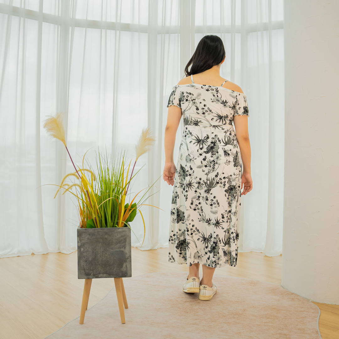 FREYA WILMA DRESS - GRAYSCALE BOTANICA