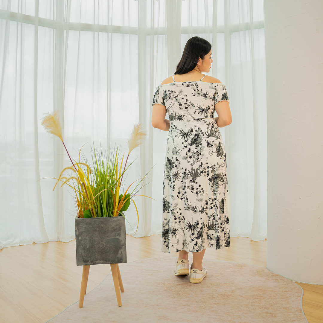 FREYA WILMA DRESS - GRAYSCALE BOTANICA