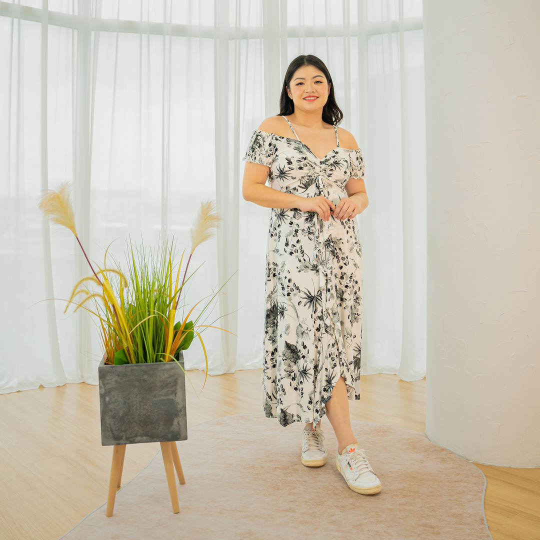 FREYA WILMA DRESS - GRAYSCALE BOTANICA