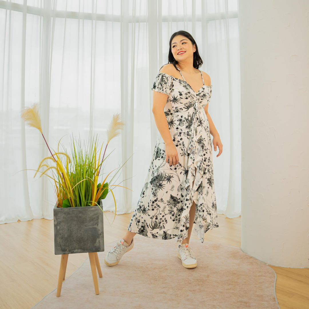 FREYA WILMA DRESS - GRAYSCALE BOTANICA