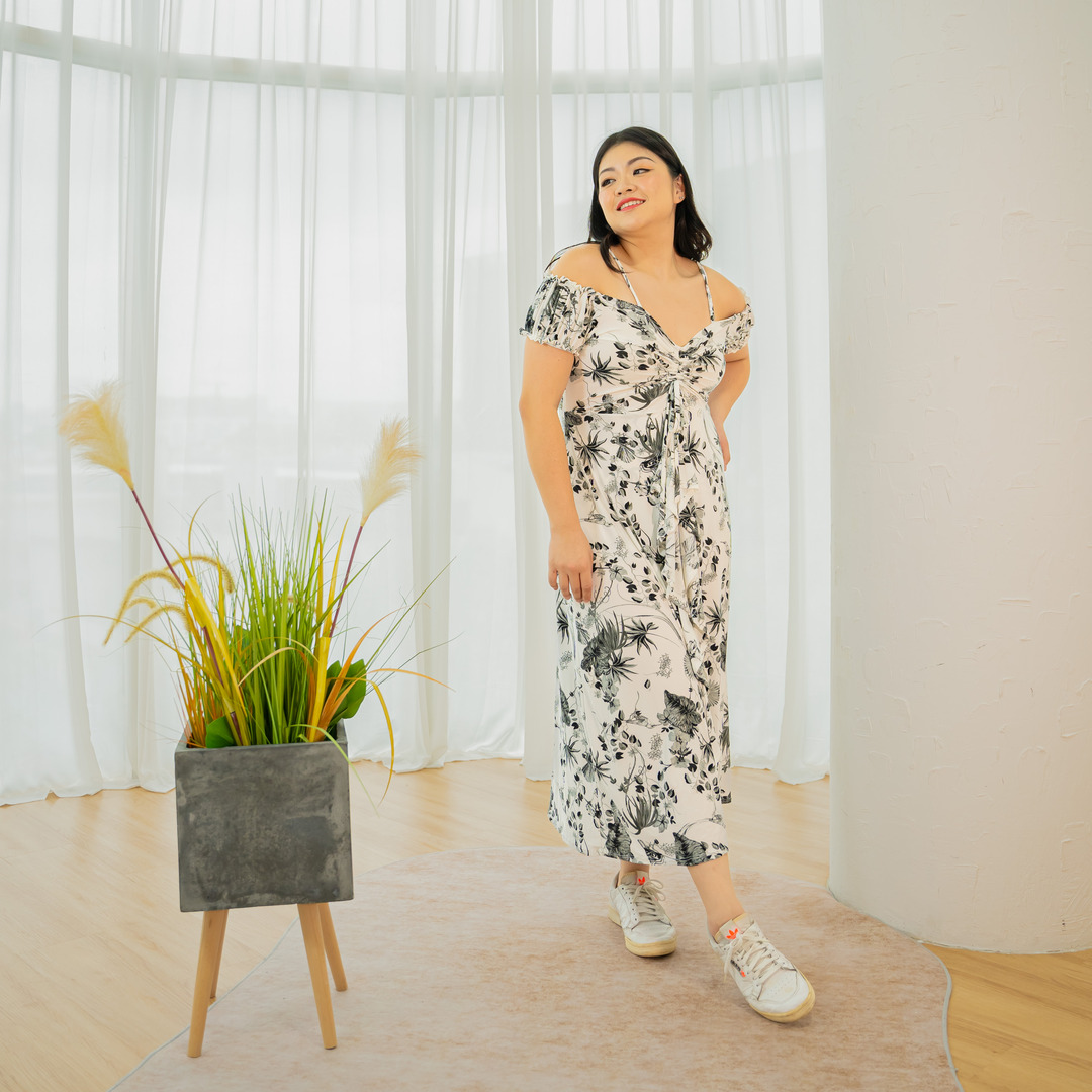 FREYA WILMA DRESS - GRAYSCALE BOTANICA