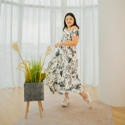 FREYA WILMA DRESS - GRAYSCALE BOTANICA