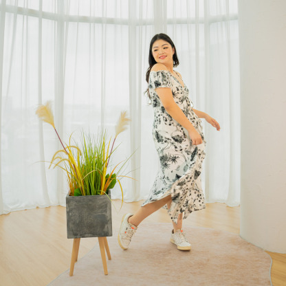 FREYA WILMA DRESS - GRAYSCALE BOTANICA