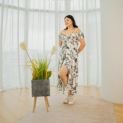 FREYA WILMA DRESS - GRAYSCALE BOTANICA