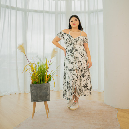 FREYA WILMA DRESS - GRAYSCALE BOTANICA