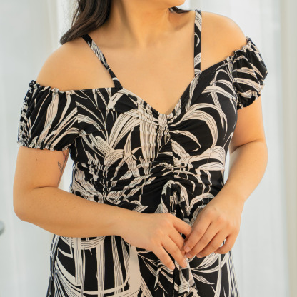 FREYA WILMA DRESS - MONO PALMS