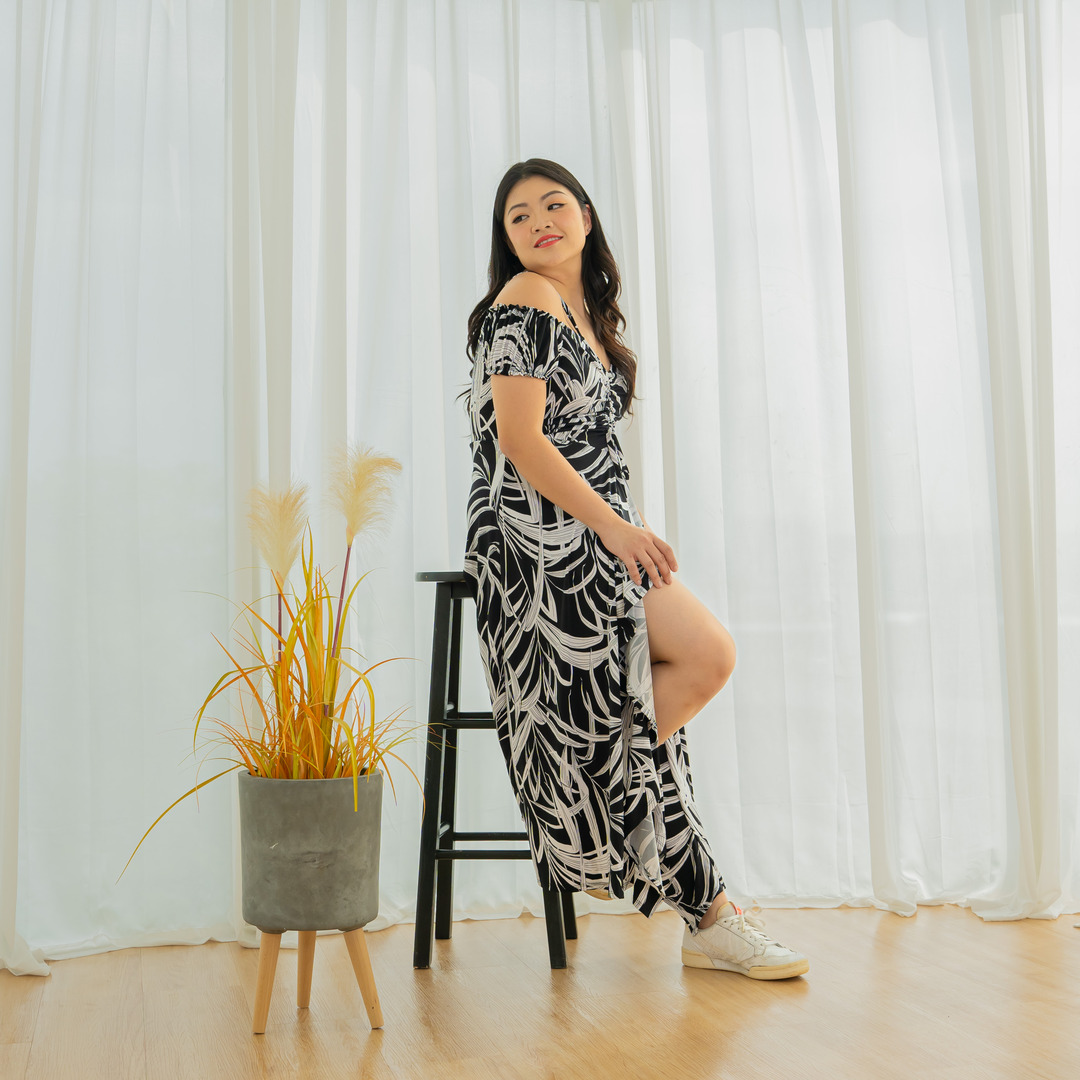 FREYA WILMA DRESS - MONO PALMS