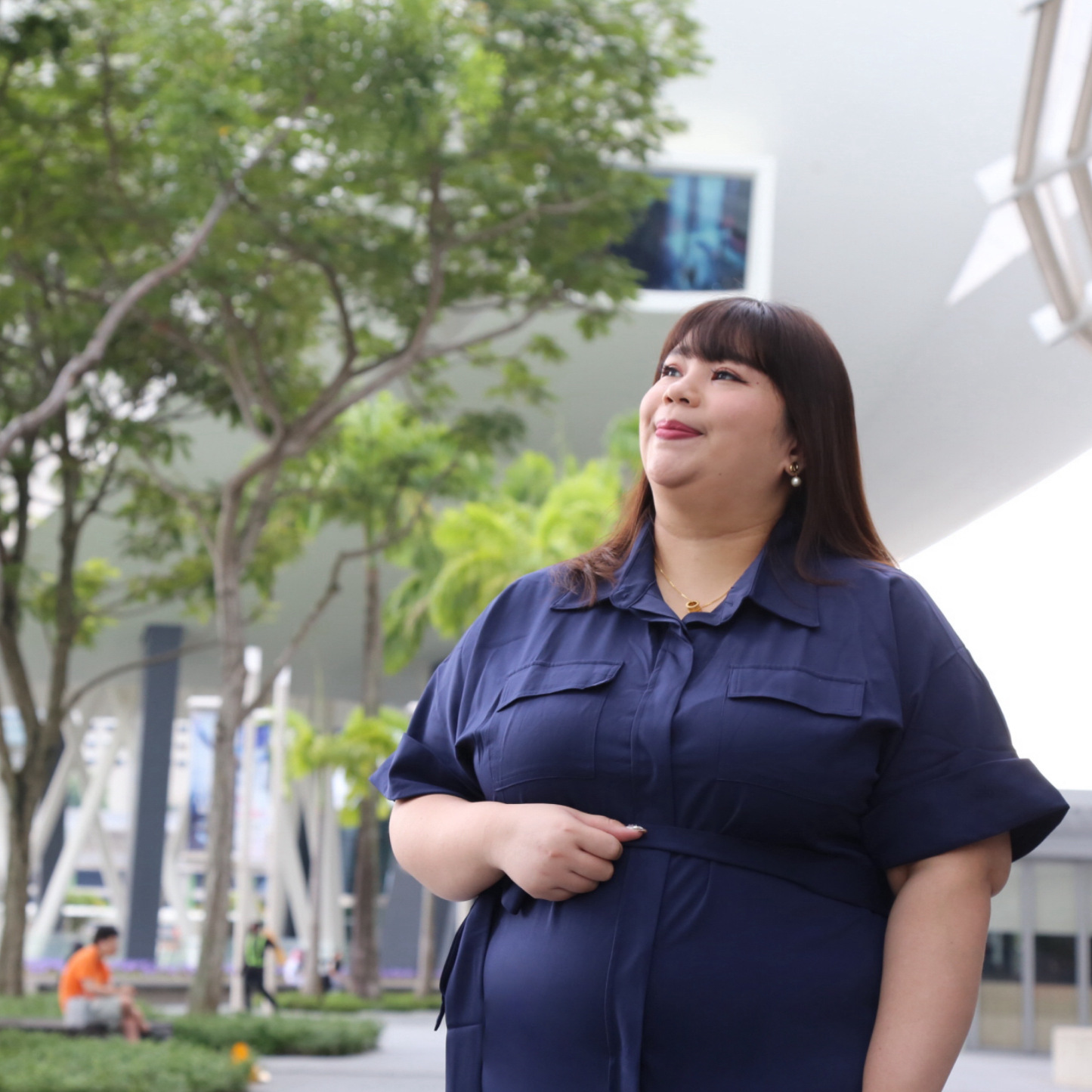 ELOISE JANESSA DRESS - NAVY BLUE-Juneoesque-Plus Size Clothing