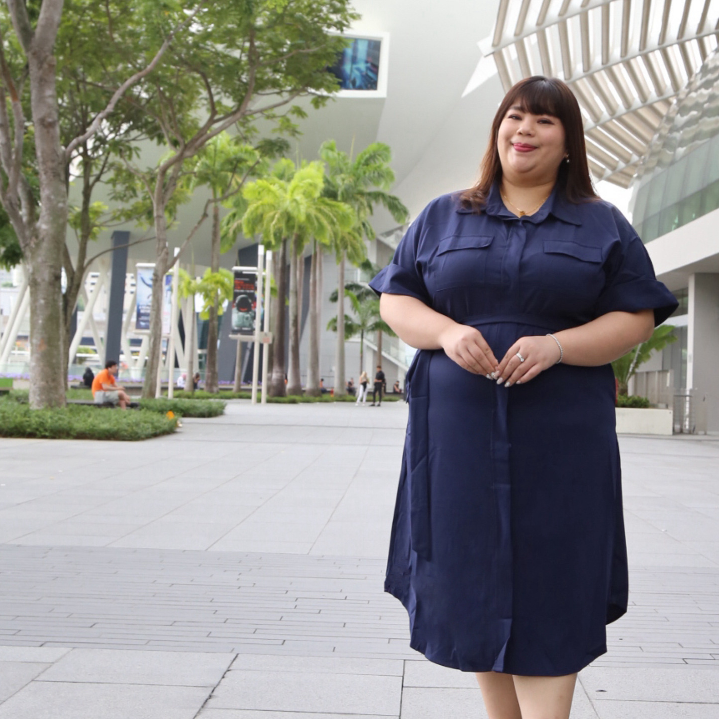 ELOISE JANESSA DRESS - NAVY BLUE-Juneoesque-Plus Size Clothing