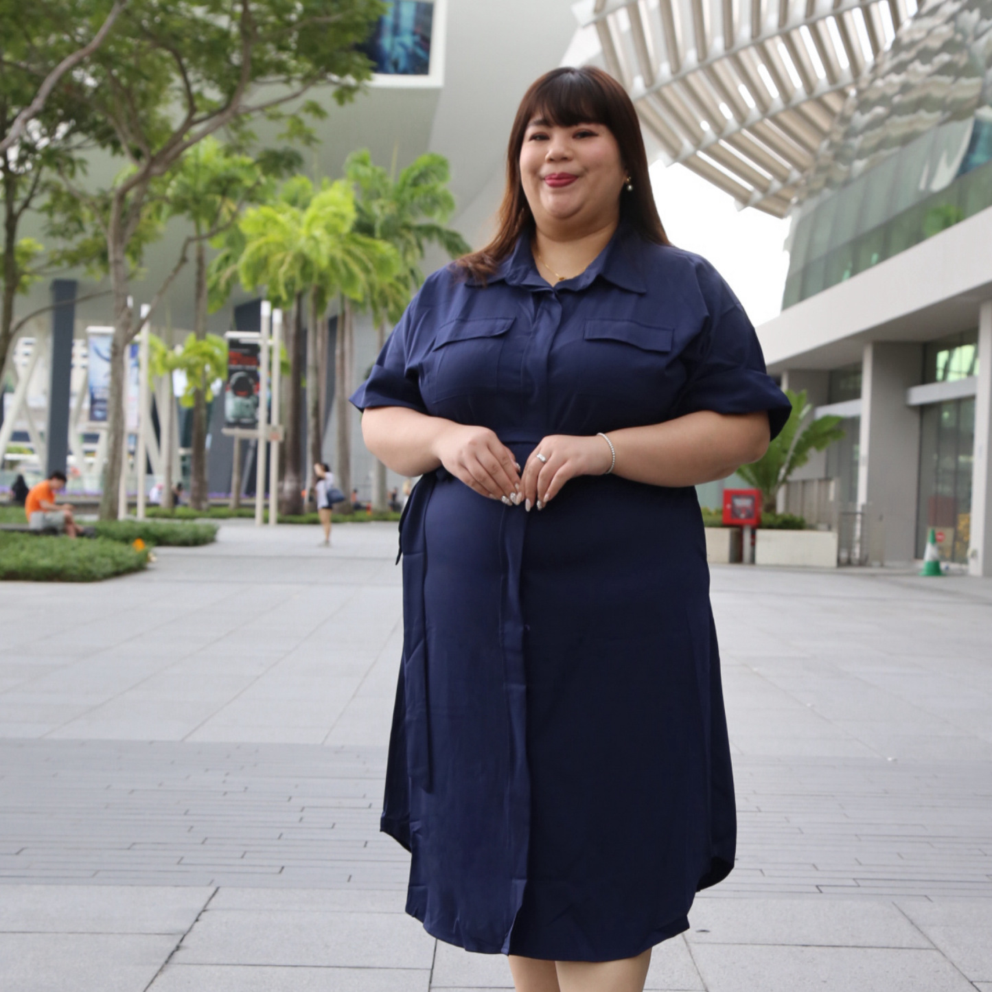 ELOISE JANESSA DRESS - NAVY BLUE-Juneoesque-Plus Size Clothing