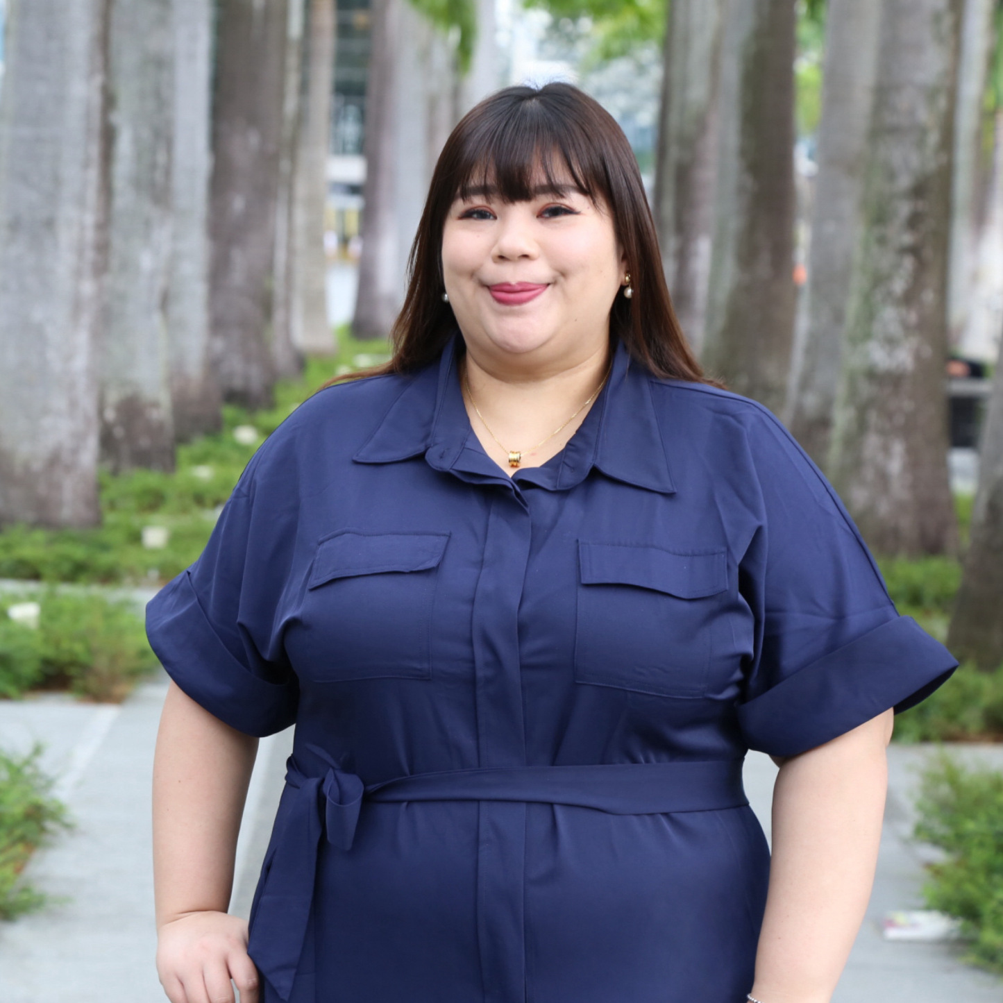 ELOISE JANESSA DRESS - NAVY BLUE-Juneoesque-Plus Size Clothing