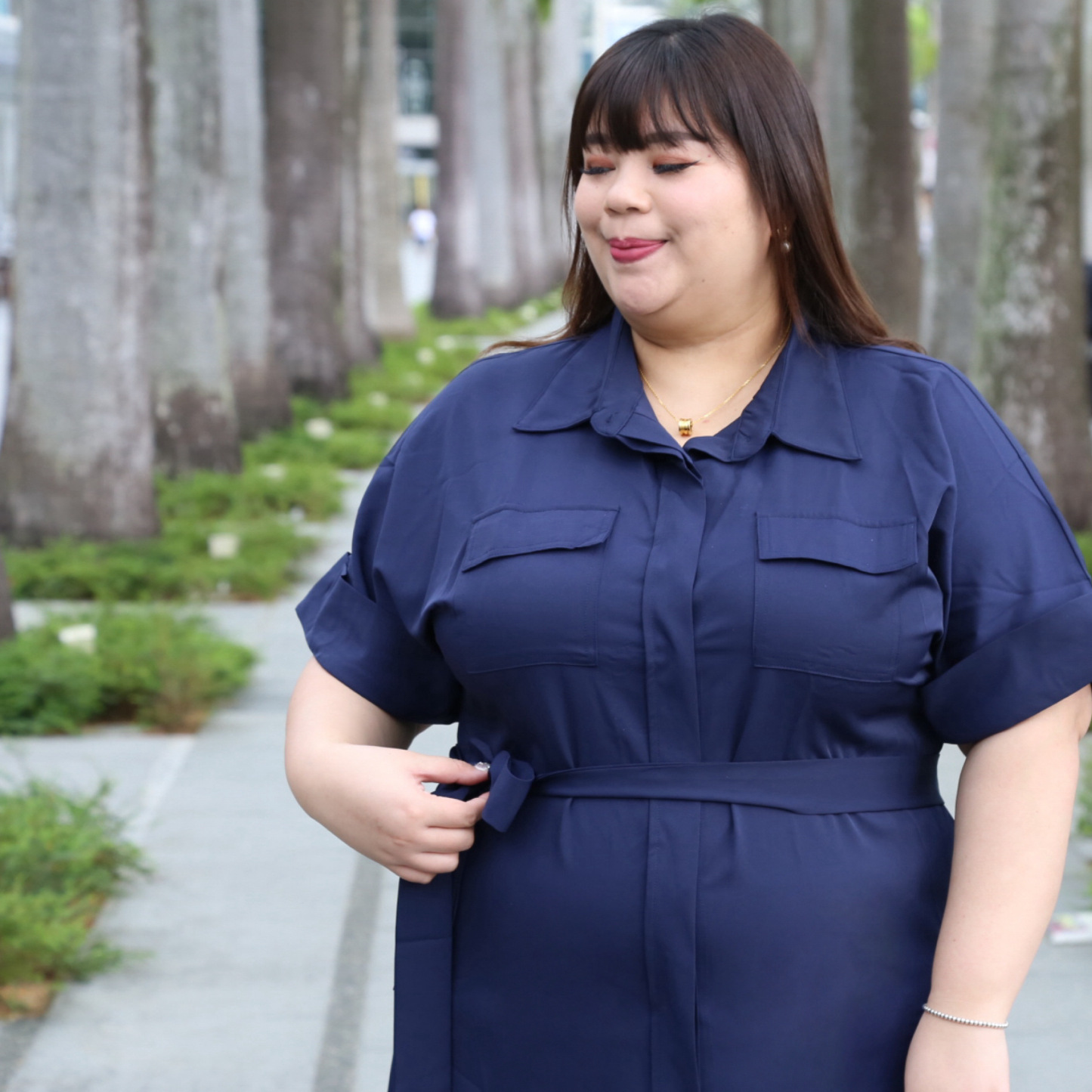 ELOISE JANESSA DRESS - NAVY BLUE-Juneoesque-Plus Size Clothing