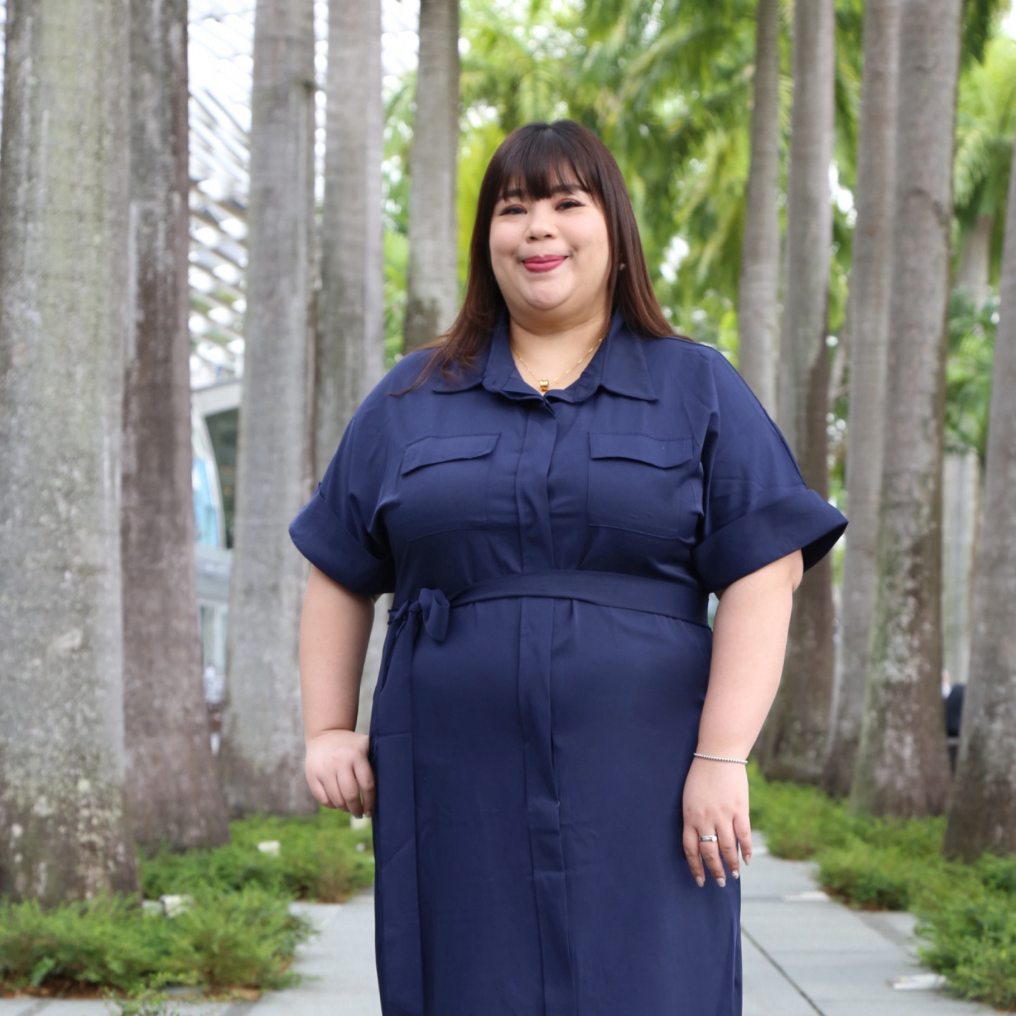 ELOISE JANESSA DRESS - NAVY BLUE-Juneoesque-Plus Size Clothing