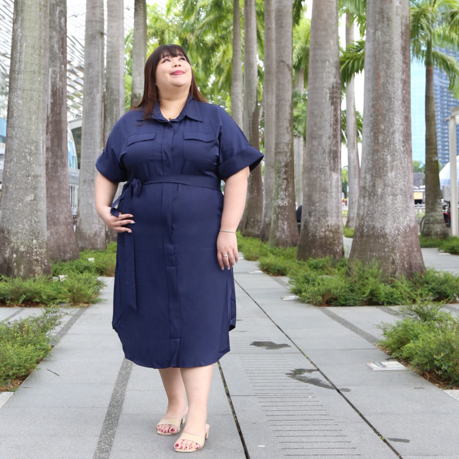 ELOISE JANESSA DRESS - NAVY BLUE-Juneoesque-Plus Size Clothing