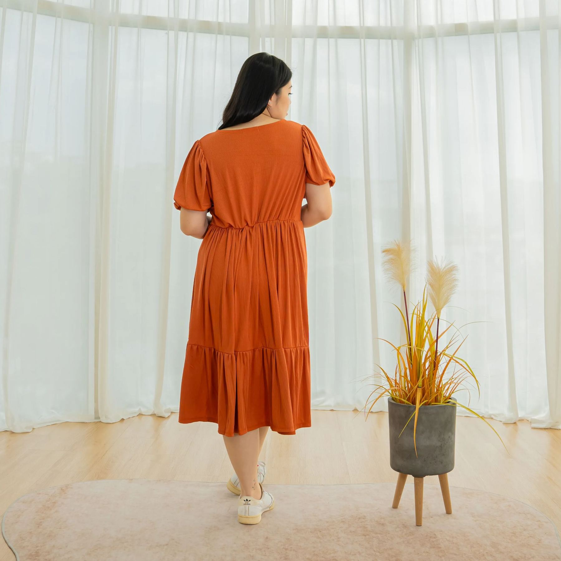 MICAH JONAS DRESS - BRICK-Juneoesque-Plus Size Clothing