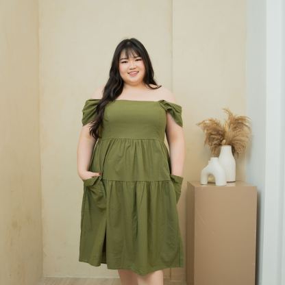 GISELLE BELLA DRESS - OLIVE GREEN