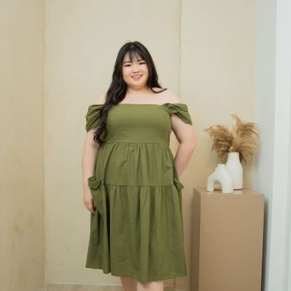 GISELLE BELLA DRESS - OLIVE GREEN