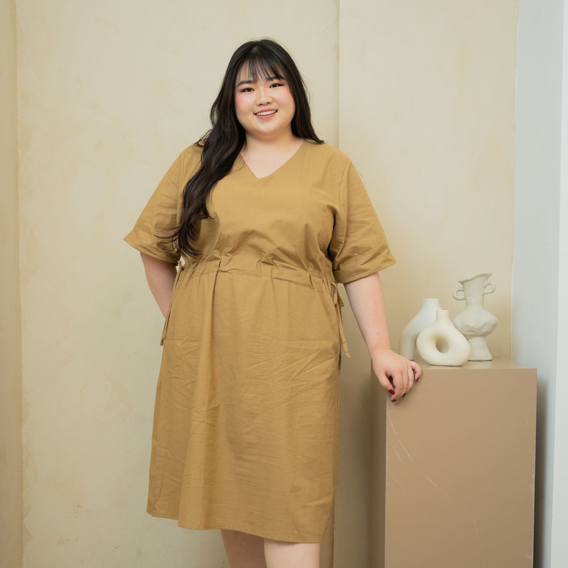 DANNI RYAN DRESS - ALMOND
