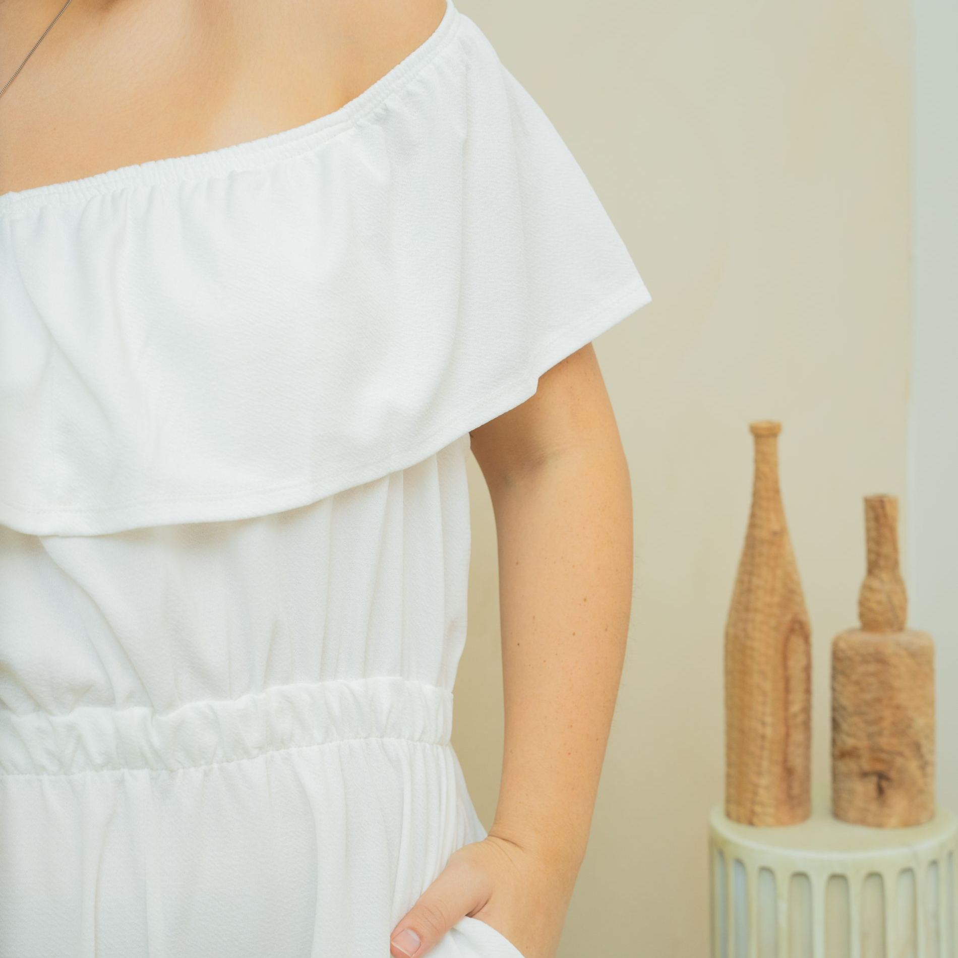 RHONDA MOLLIE ROMPER - WHITE