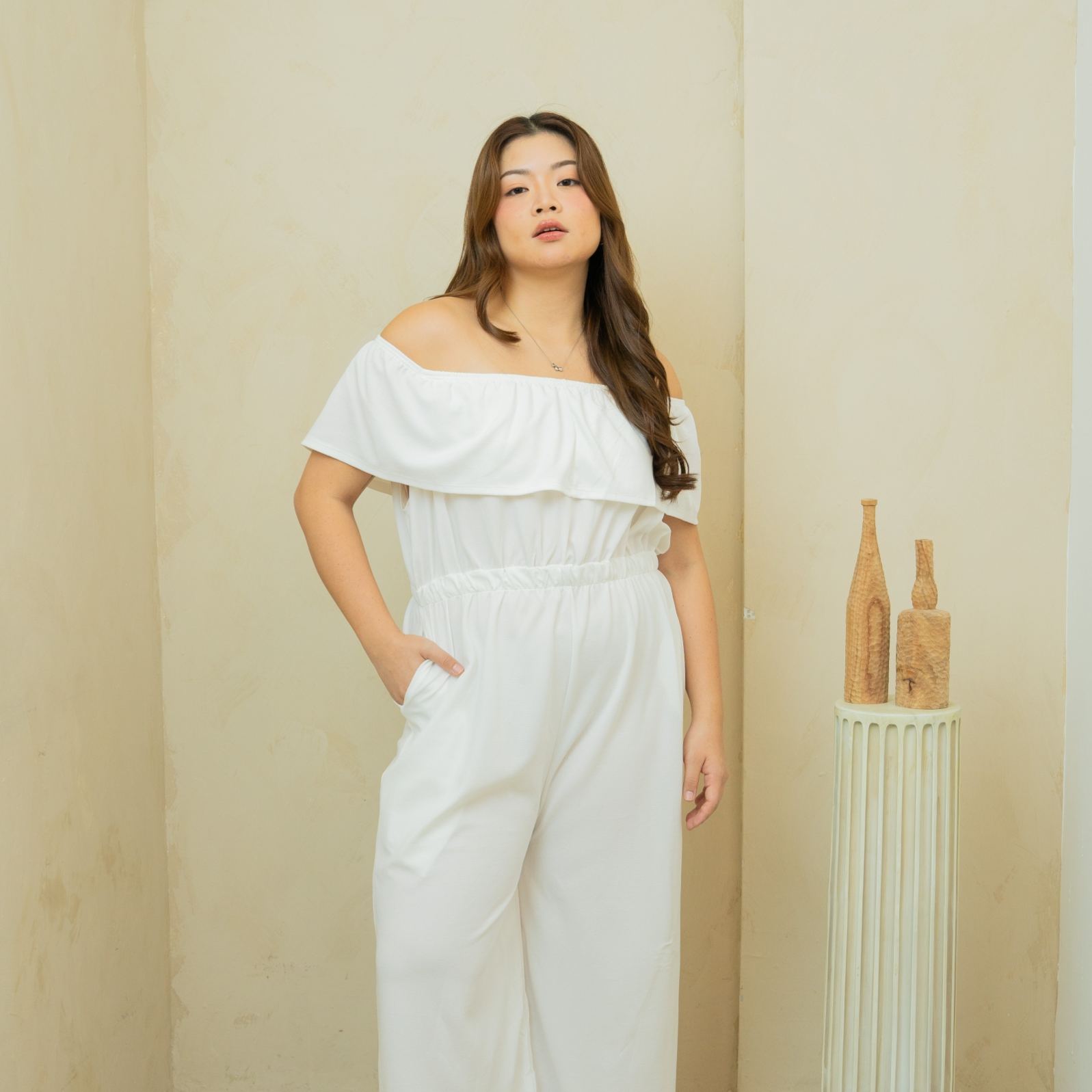 RHONDA MOLLIE ROMPER - WHITE