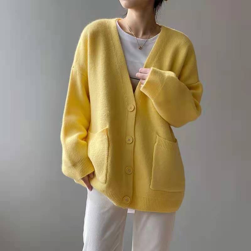 純色寬鬆休閒慵懶針織外套(8色）