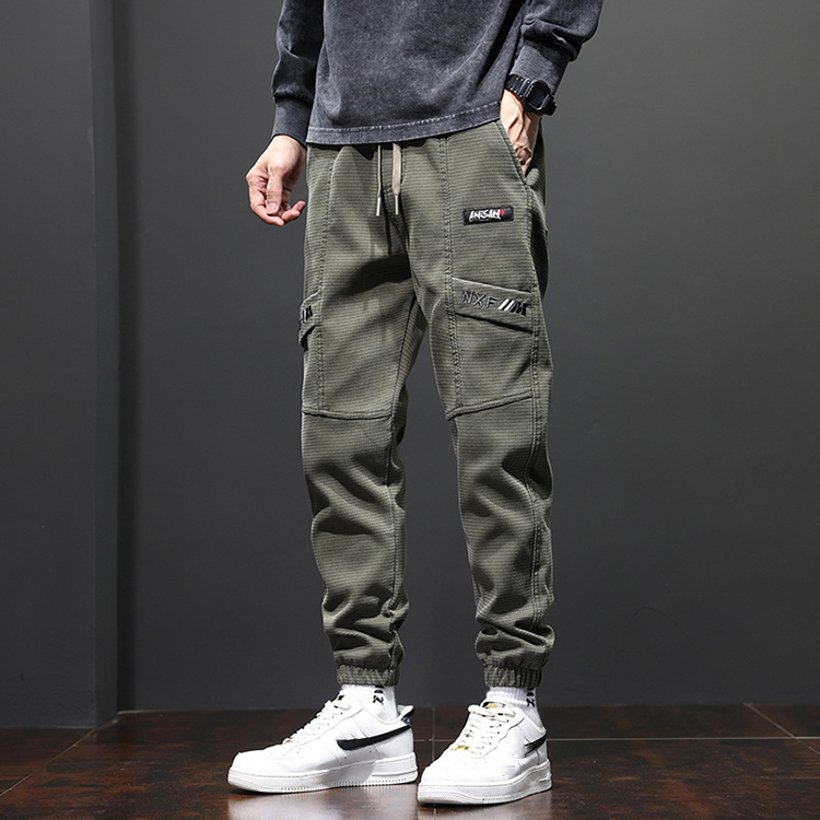 男士休閒百搭鬆緊腰束腳工裝褲(M-5XL)