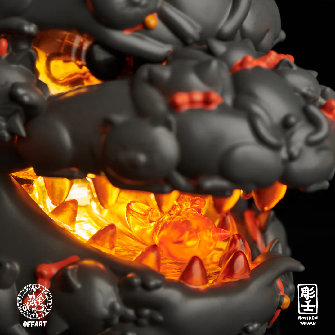 OFFART X Horiren Red Flame Hundred Cats Mini Bust Fortune White / Black