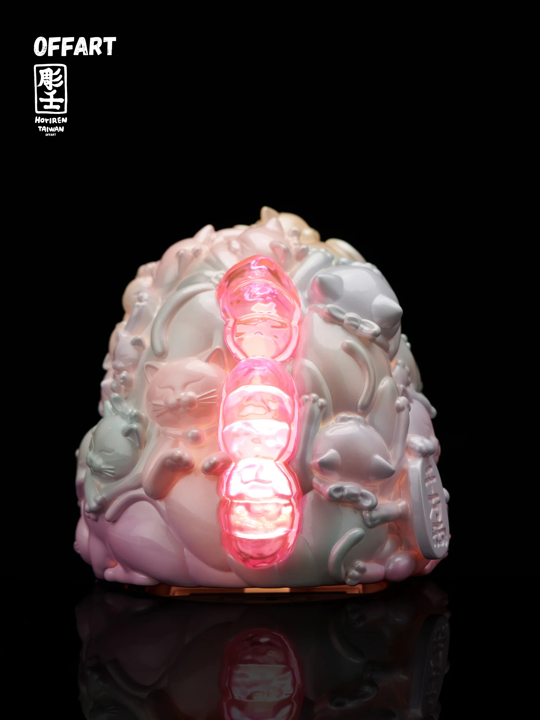 OFFART X Horiren Red Flame Hundred Cats Mini Fortune Head Statue -Super Sweet Candy