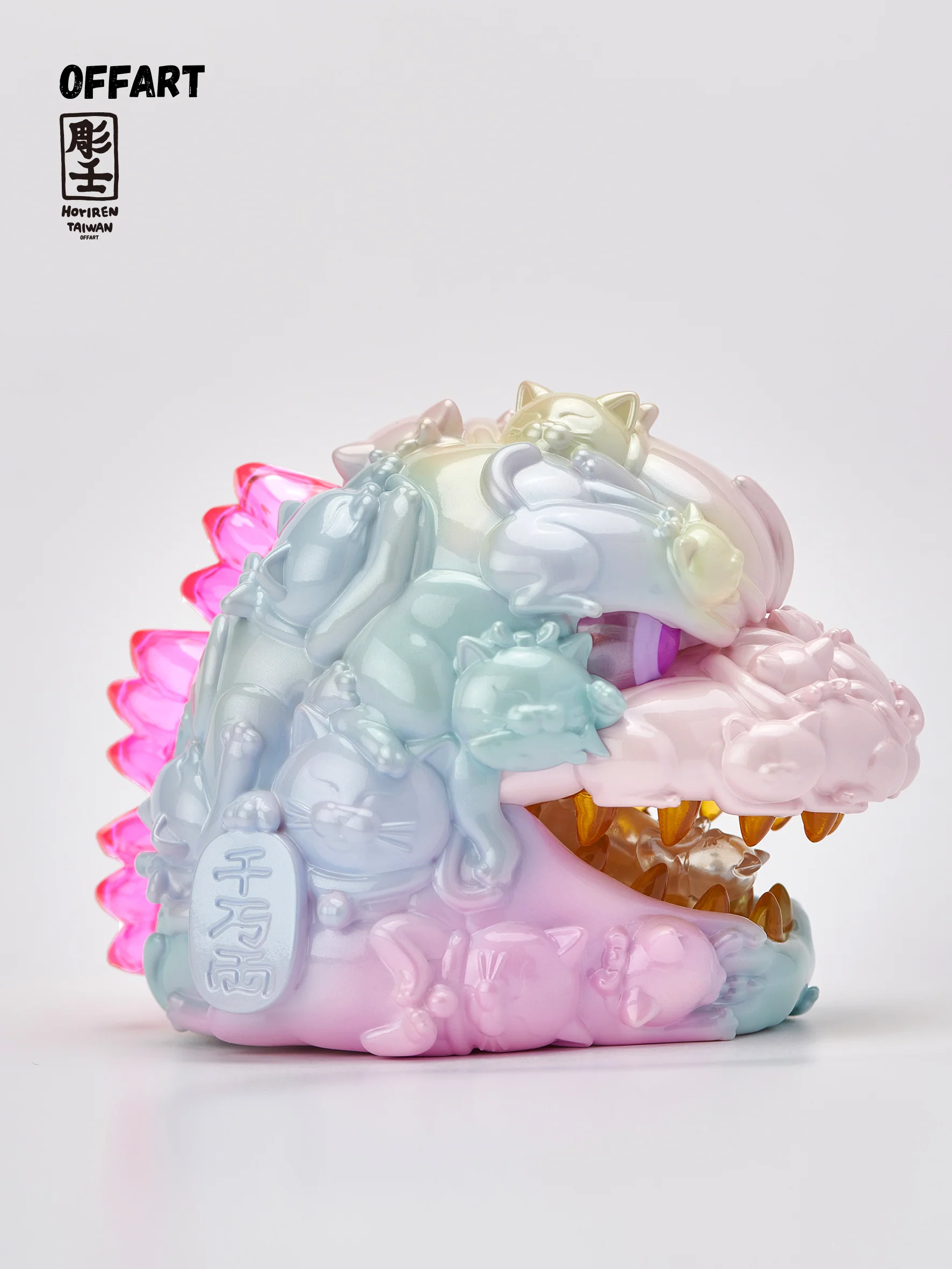 OFFART X Horiren Red Flame Hundred Cats Mini Fortune Head Statue -Super Sweet Candy