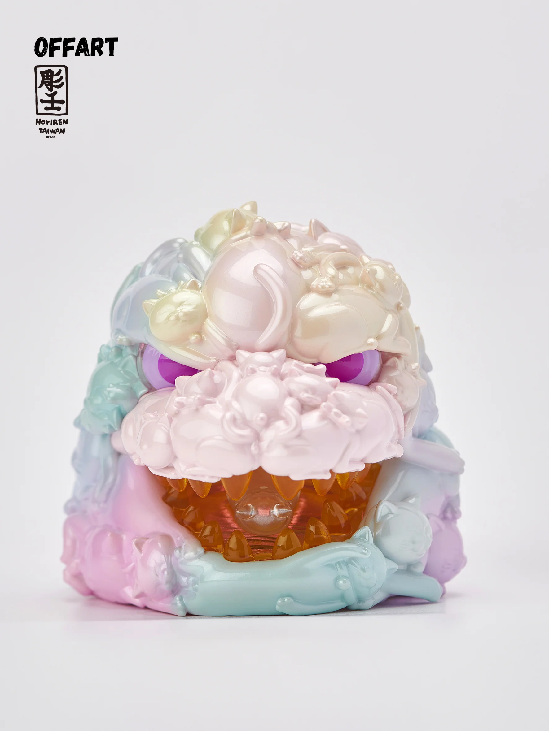 OFFART X Horiren Red Flame Hundred Cats Mini Fortune Head Statue -Super Sweet Candy