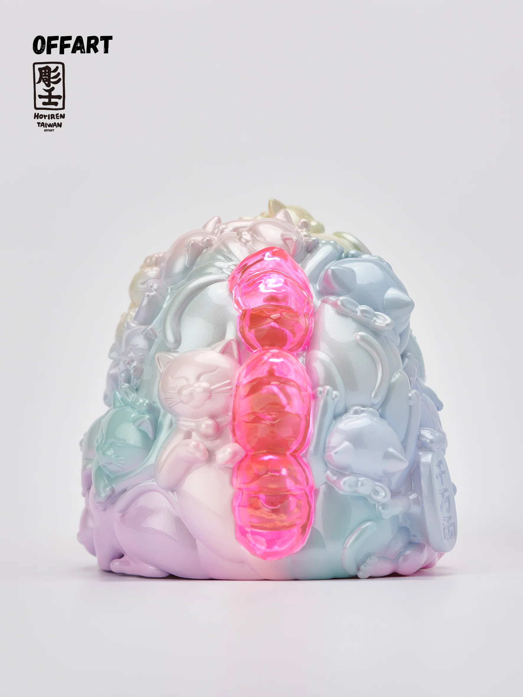 OFFART X Horiren Red Flame Hundred Cats Mini Fortune Head Statue -Super Sweet Candy