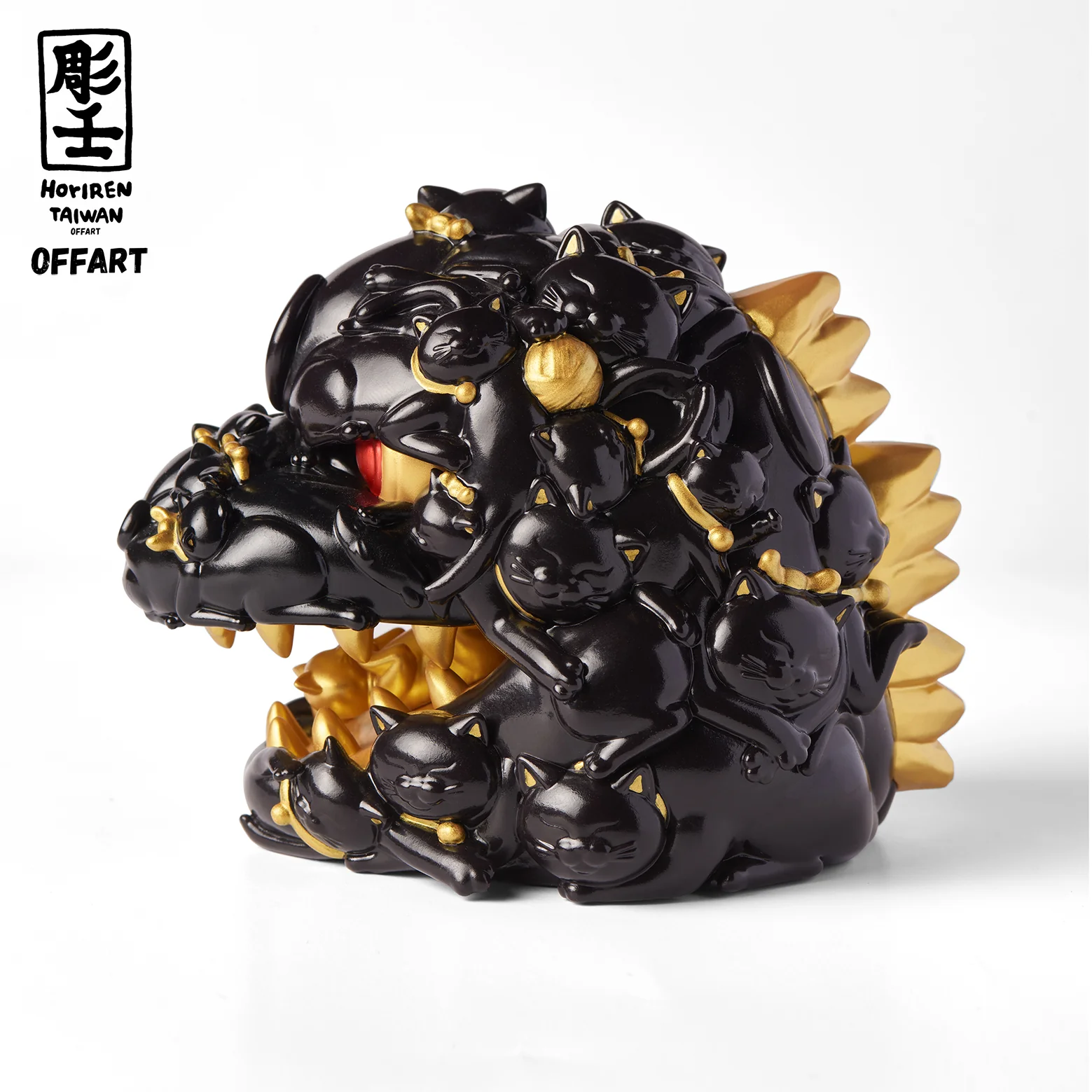 OFFART X HORIREN RED FLAME HUNDRED CATS MINI BLACK GOLD 