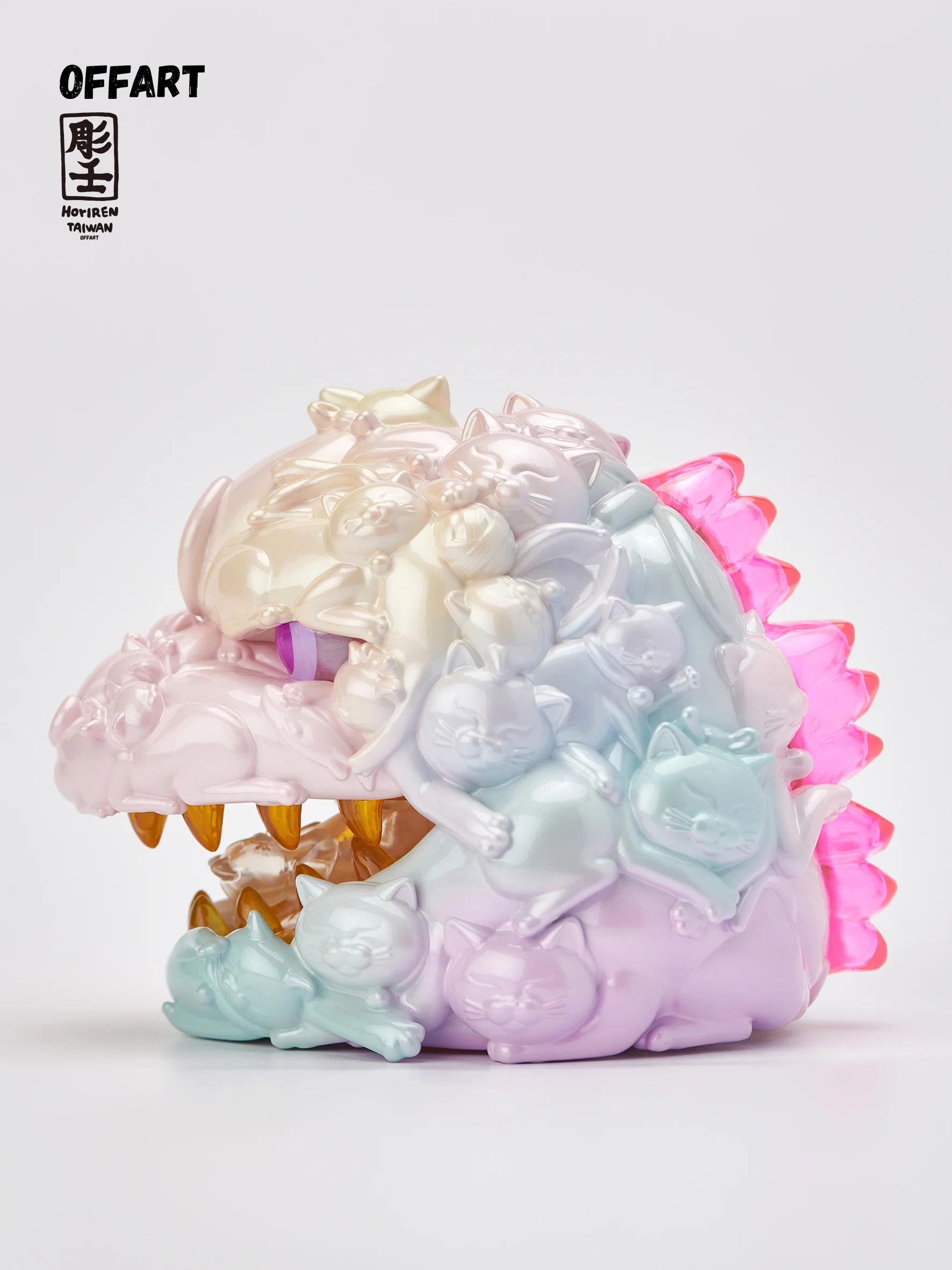 OFFART X Horiren Red Flame Hundred Cats Mini Fortune Head Statue -Super Sweet Candy