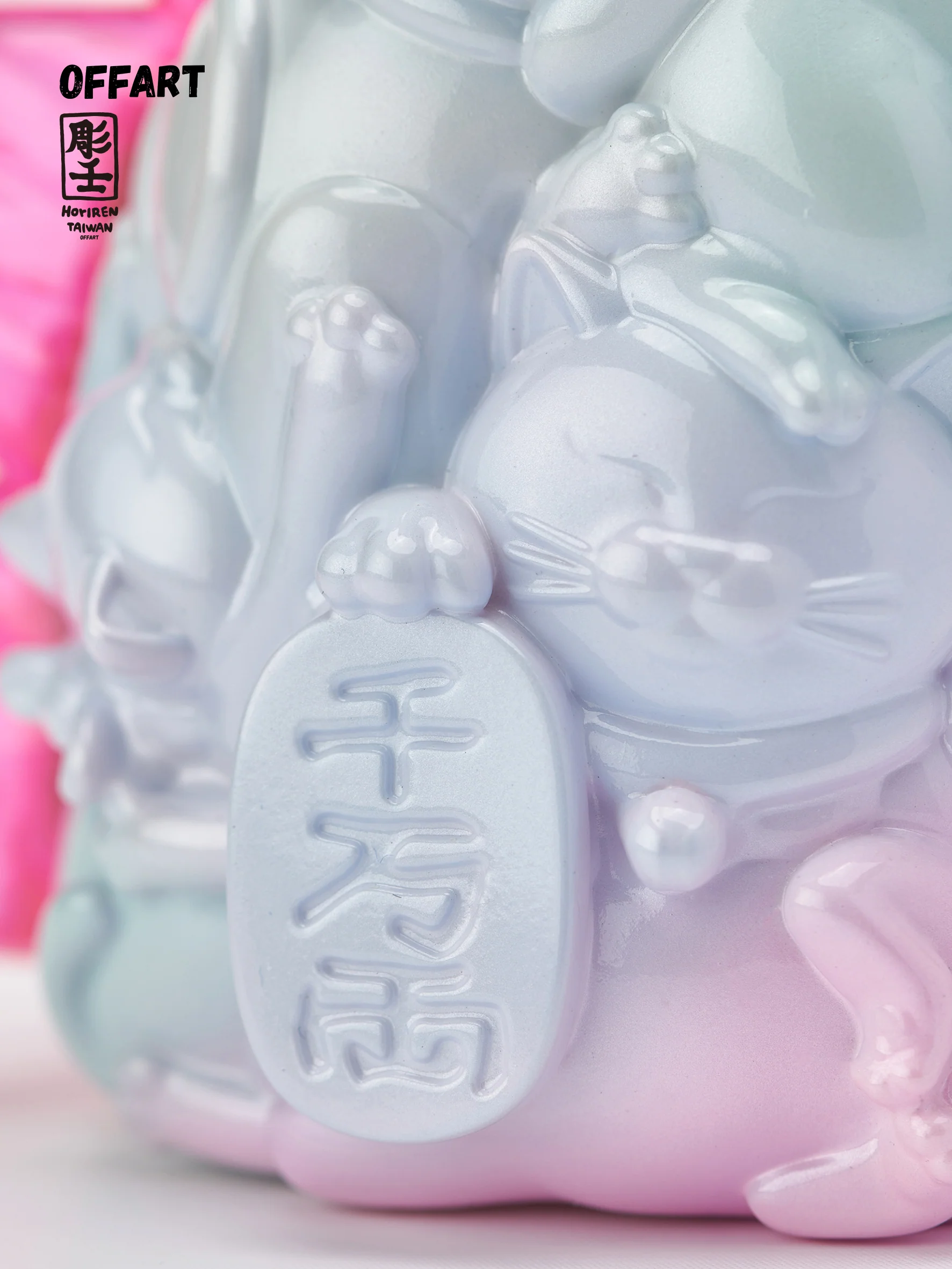 OFFART X Horiren Red Flame Hundred Cats Mini Fortune Head Statue -Super Sweet Candy