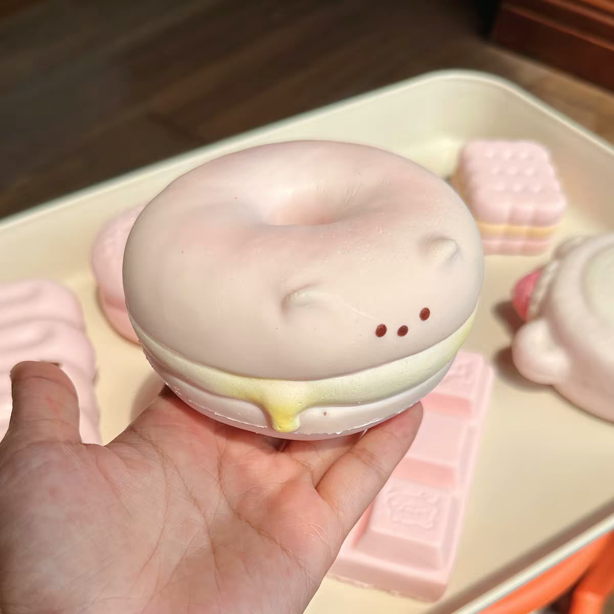 Pink Little Bear Bagel Squishy
