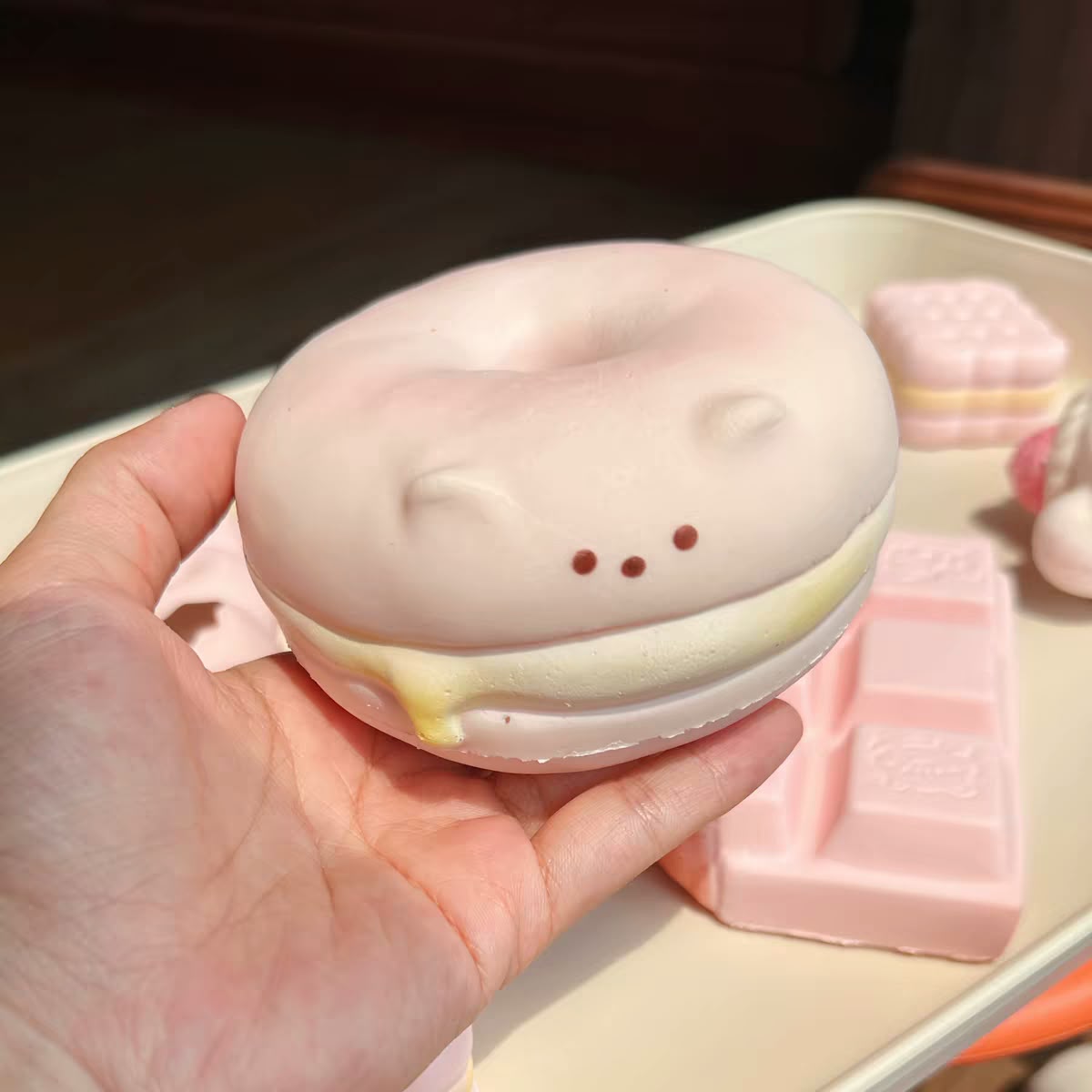 Pink Little Bear Bagel Squishy