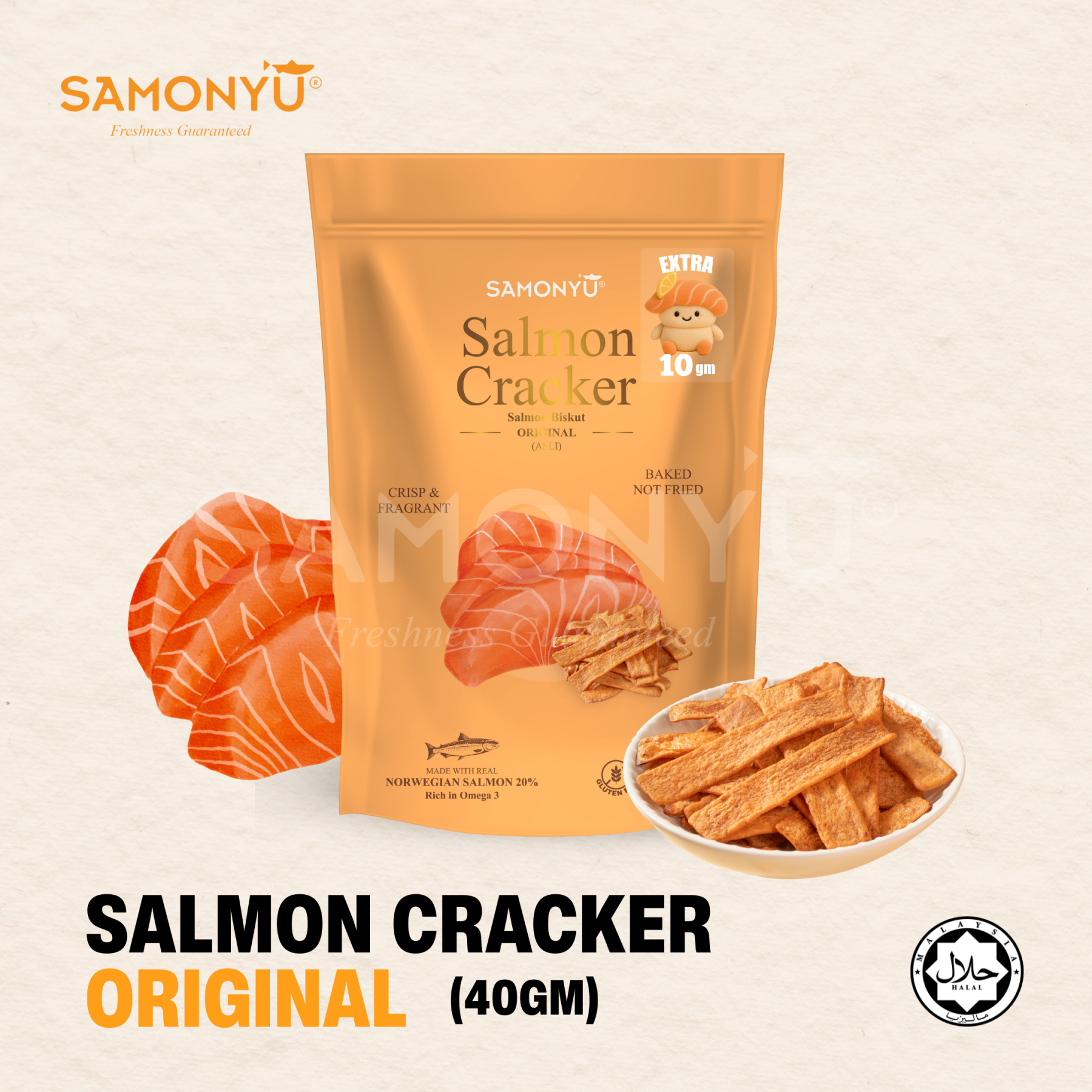 【SAMONYU】ORIGINAL SALMON BISCUITS (40GM)