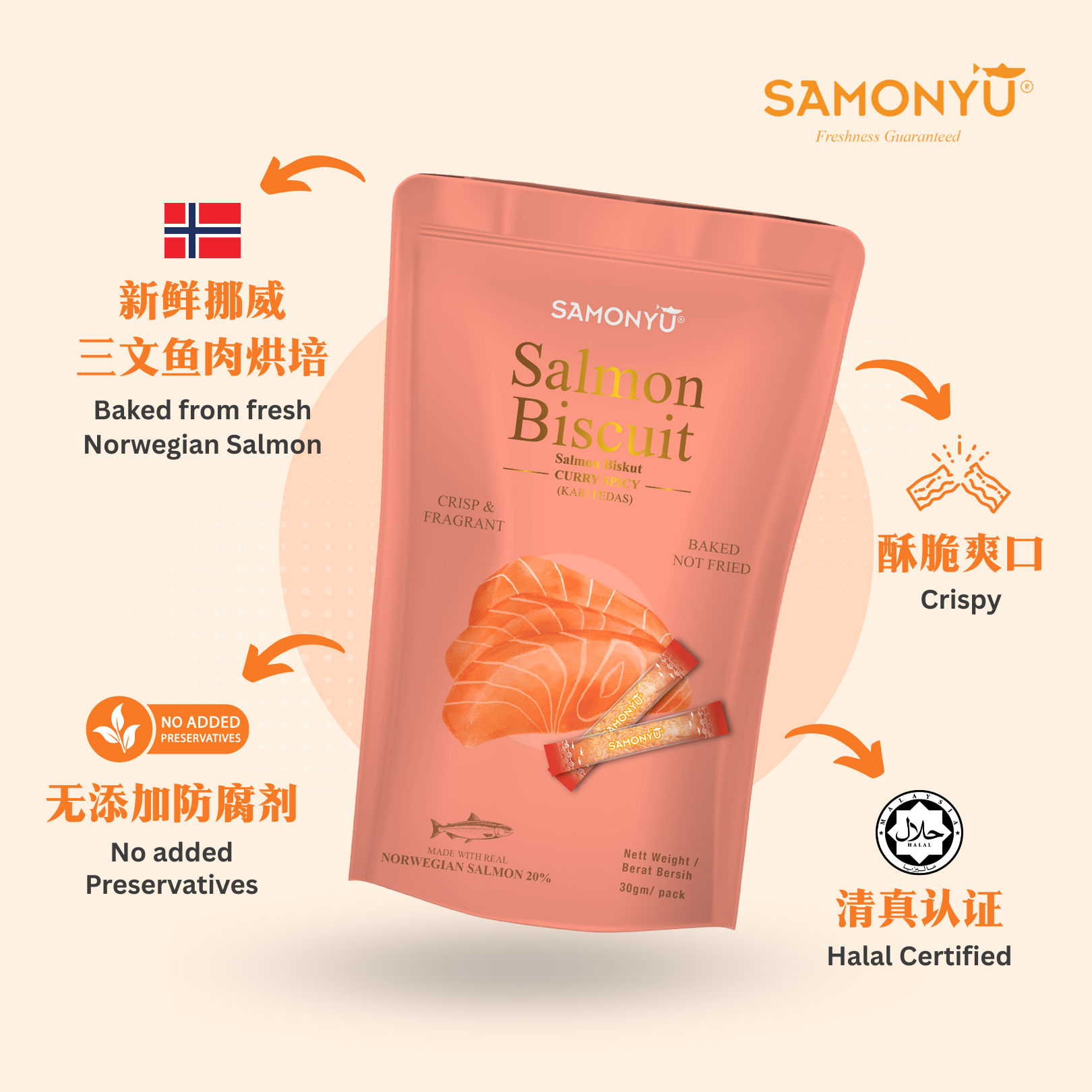 【SAMONYU】CURRY SPICY SALMON BISCUITS