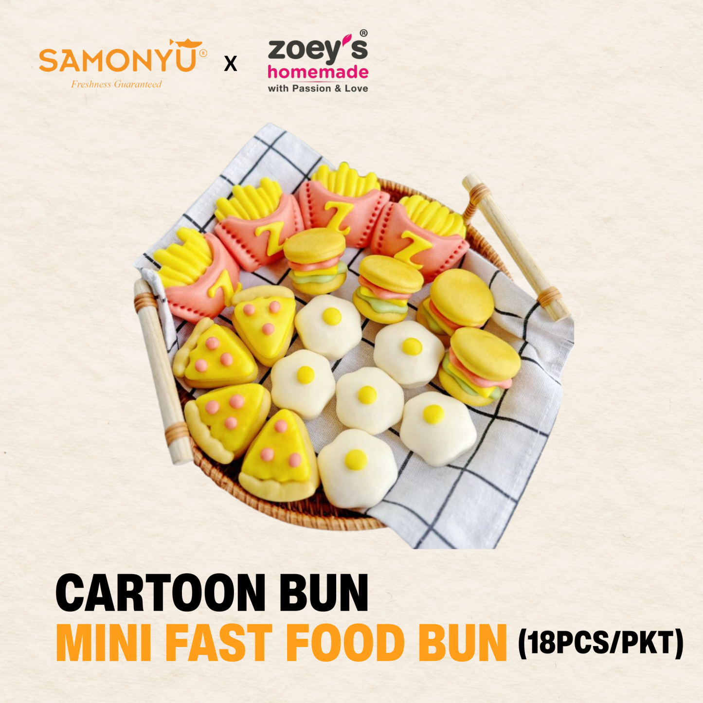Cartoon Bun Mini Fast Food Bun (18pcs)