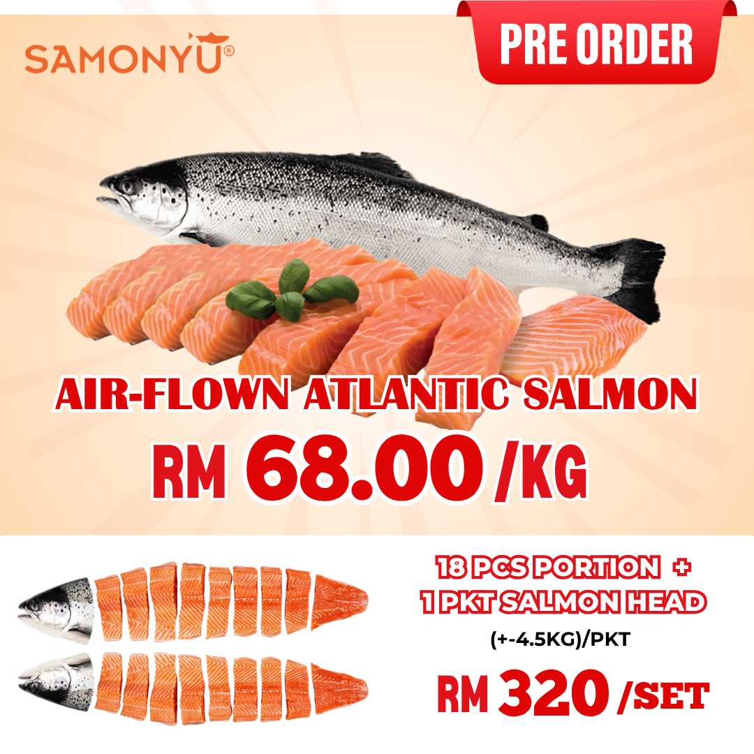 【NORWAY挪威】AIR-FLOWN FRESH ATLANTIC SALMON (WHOLE FISH 16PCS) 新鲜大西洋三文鱼 (+/- 4-5KG) 【PREORDER】