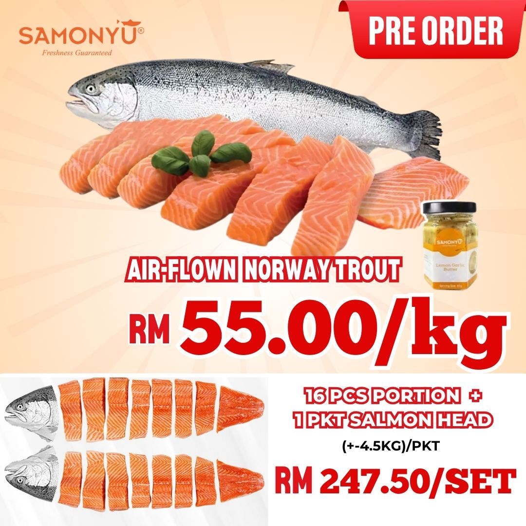 【NORWAY挪威】AIR-FLOWN FRESH TROUT (WHOLE FISH 16PCS) 挪威新鲜鳟鱼 (+/- 4KG) 【PREORDER】