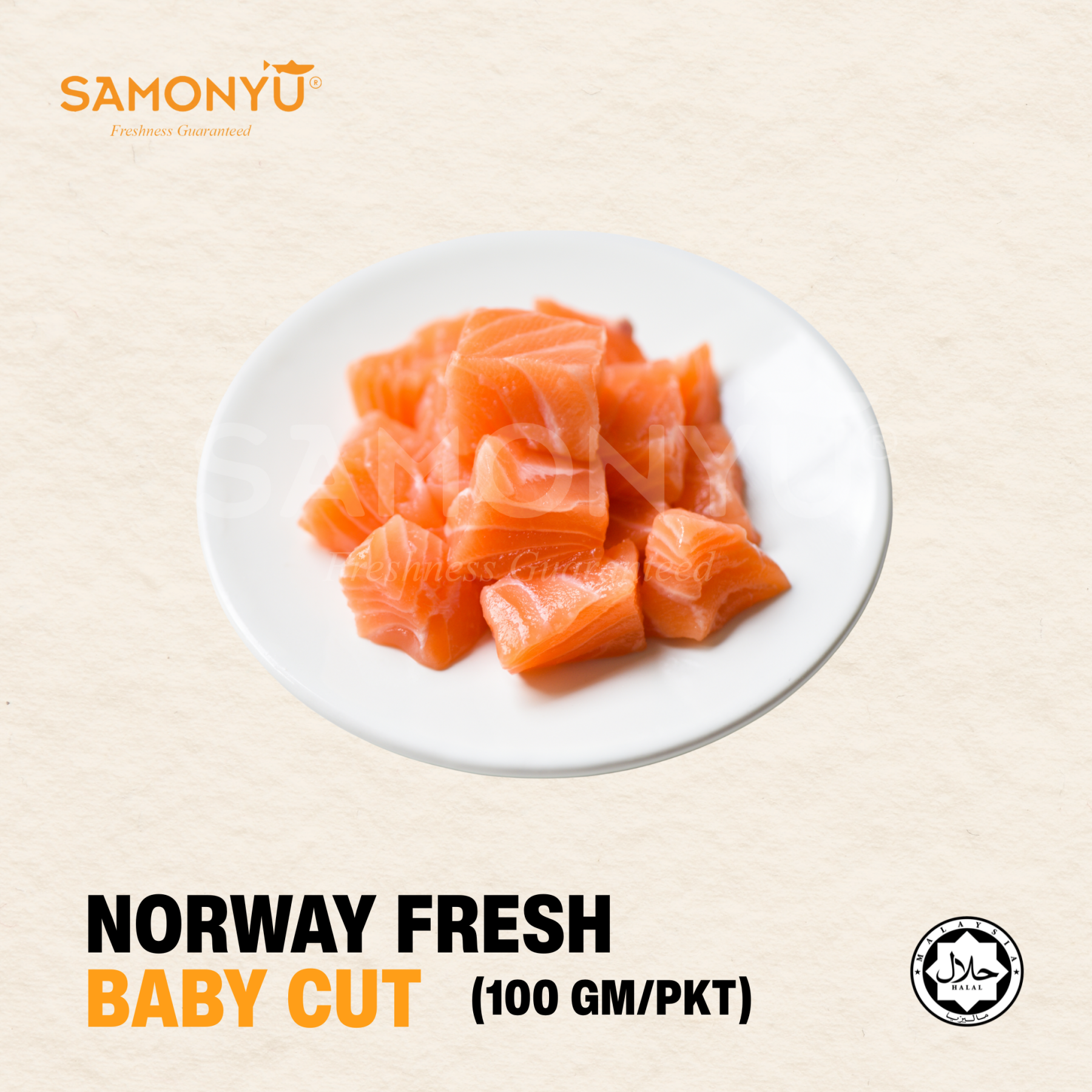 FRESH SALMON BABY CUT CUBE 100G (AIRFLOWN-NORWAY) 