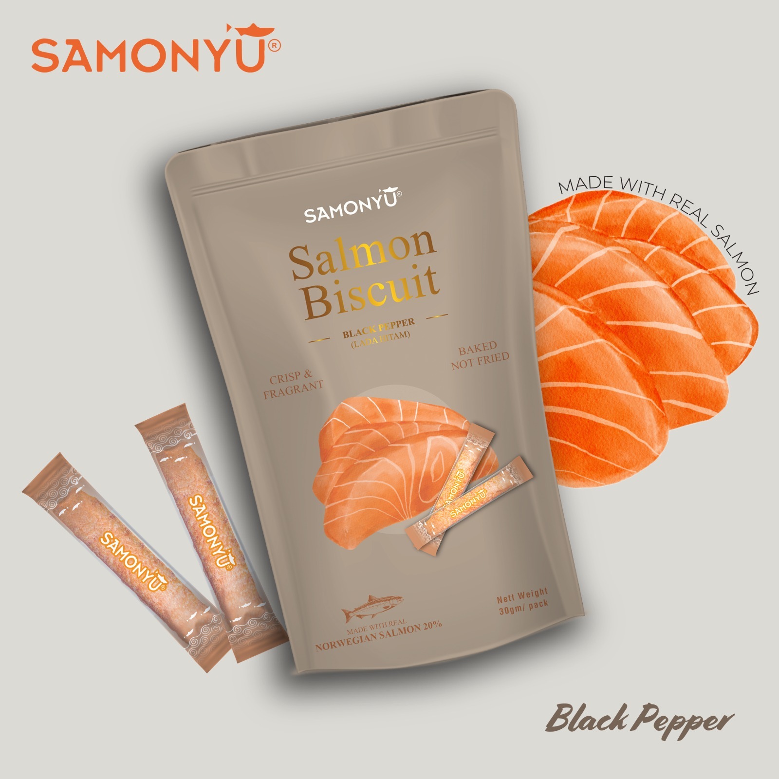 【SAMONYU】BLACKPEPPER SALMON BISCUIT STICK