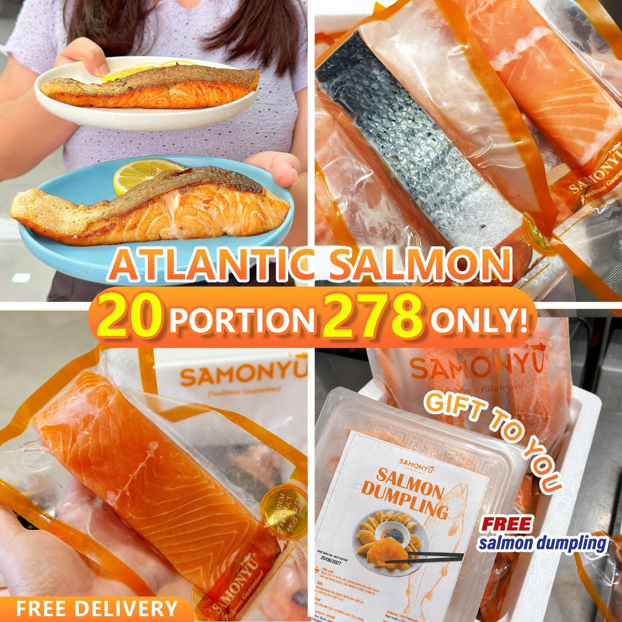 20PCS FROZEN ATLANTIC SALMON 大西洋三文鱼 (3.6-4kg) 20PCS / SET