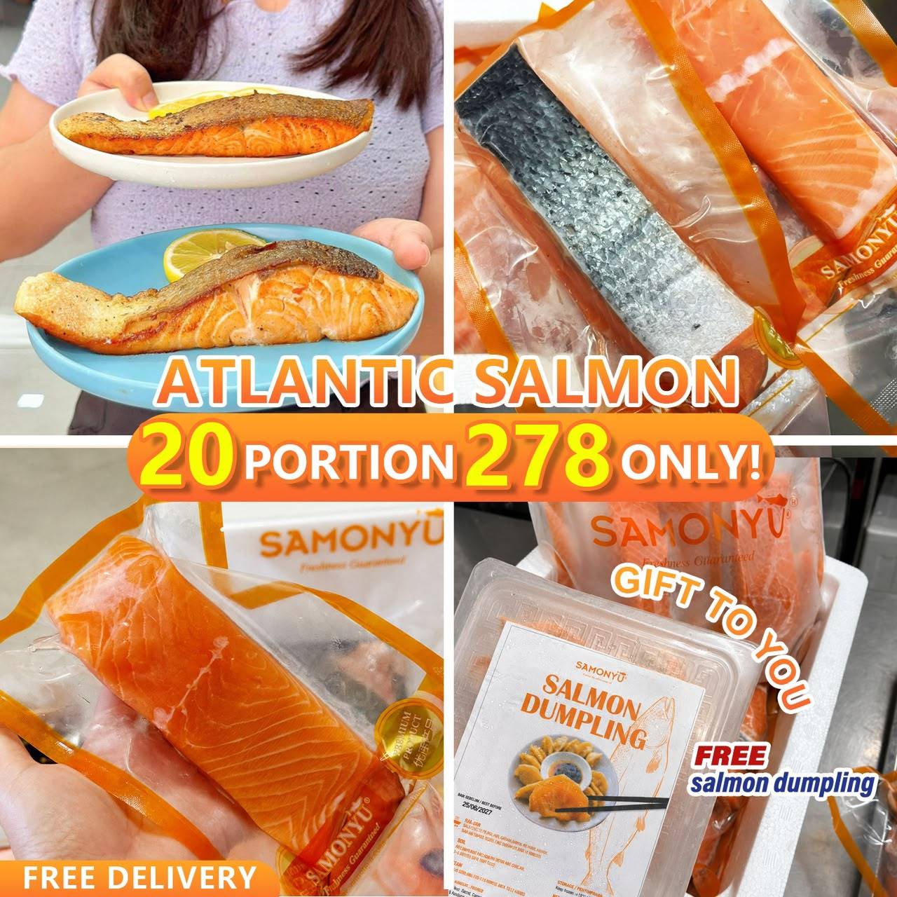 20PCS FROZEN ATLANTIC SALMON 大西洋三文鱼 (3.6-4kg) 20PCS / SET