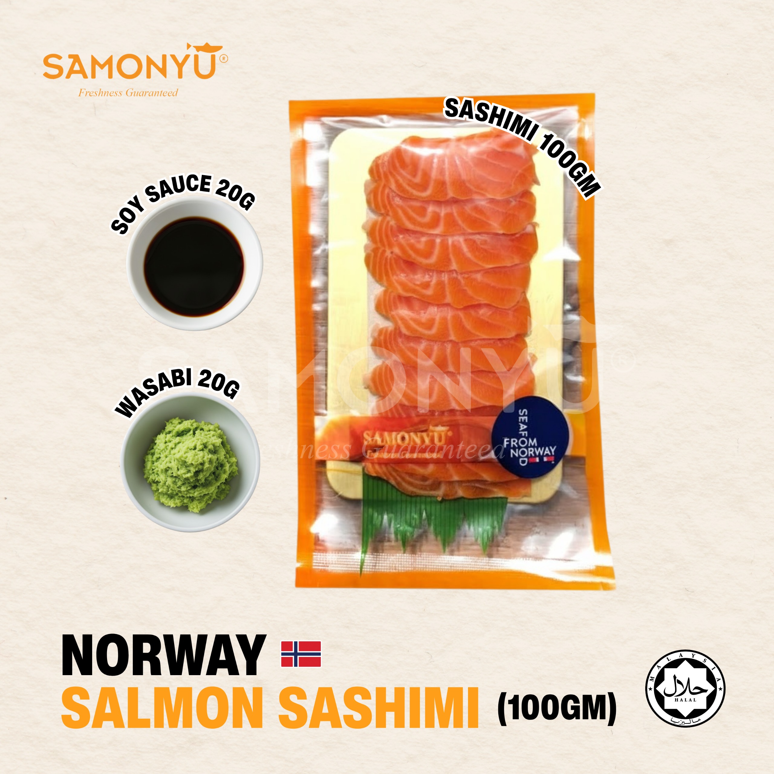 PRE-ORDER [SAMONYU] AIR-FLOWN NORWAY SALMON SASHIMI 100GM
