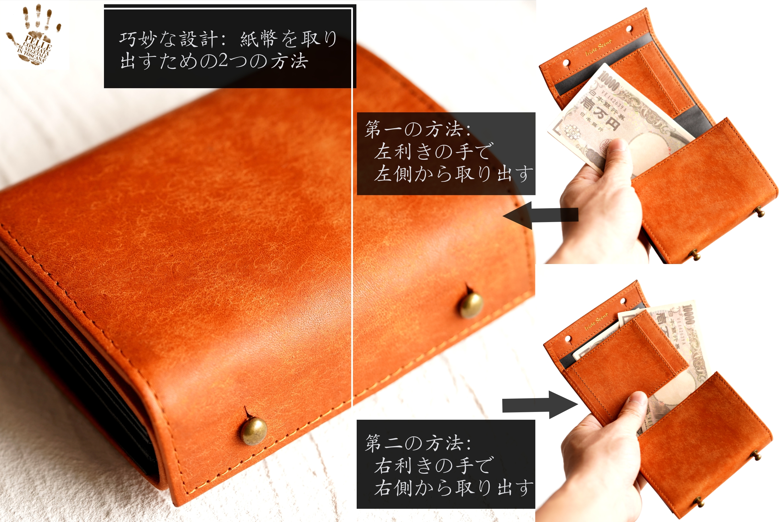 （これは模倣品）m+ 財布 エムピウの二つ折り財布 millefoglie P25 ミッレフォッリエ2 箱型の小銭入れ pueblo