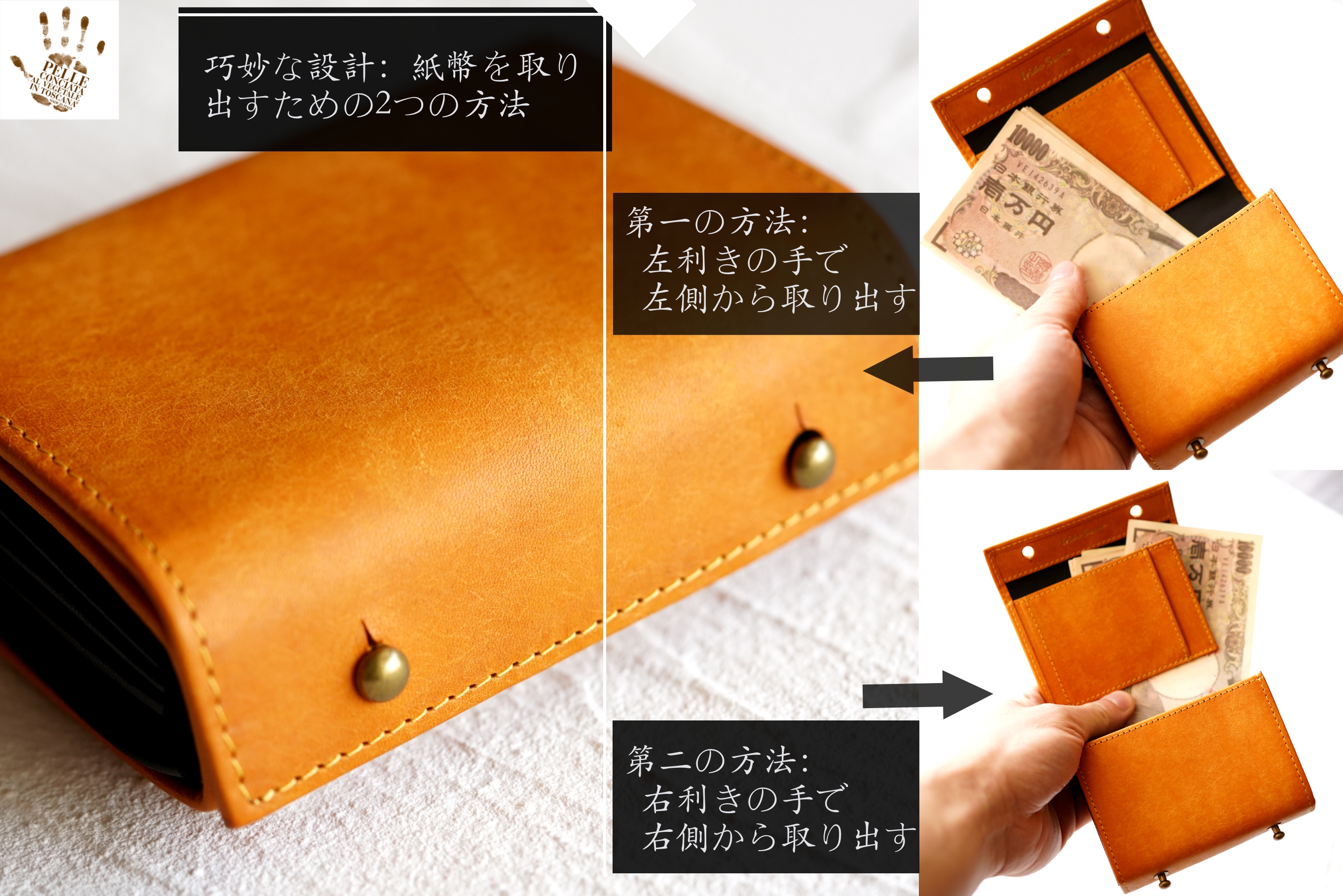 （これは模倣品）m+ 財布 エムピウの二つ折り財布 millefoglie P25 ミッレフォッリエ2 箱型の小銭入れ pueblo