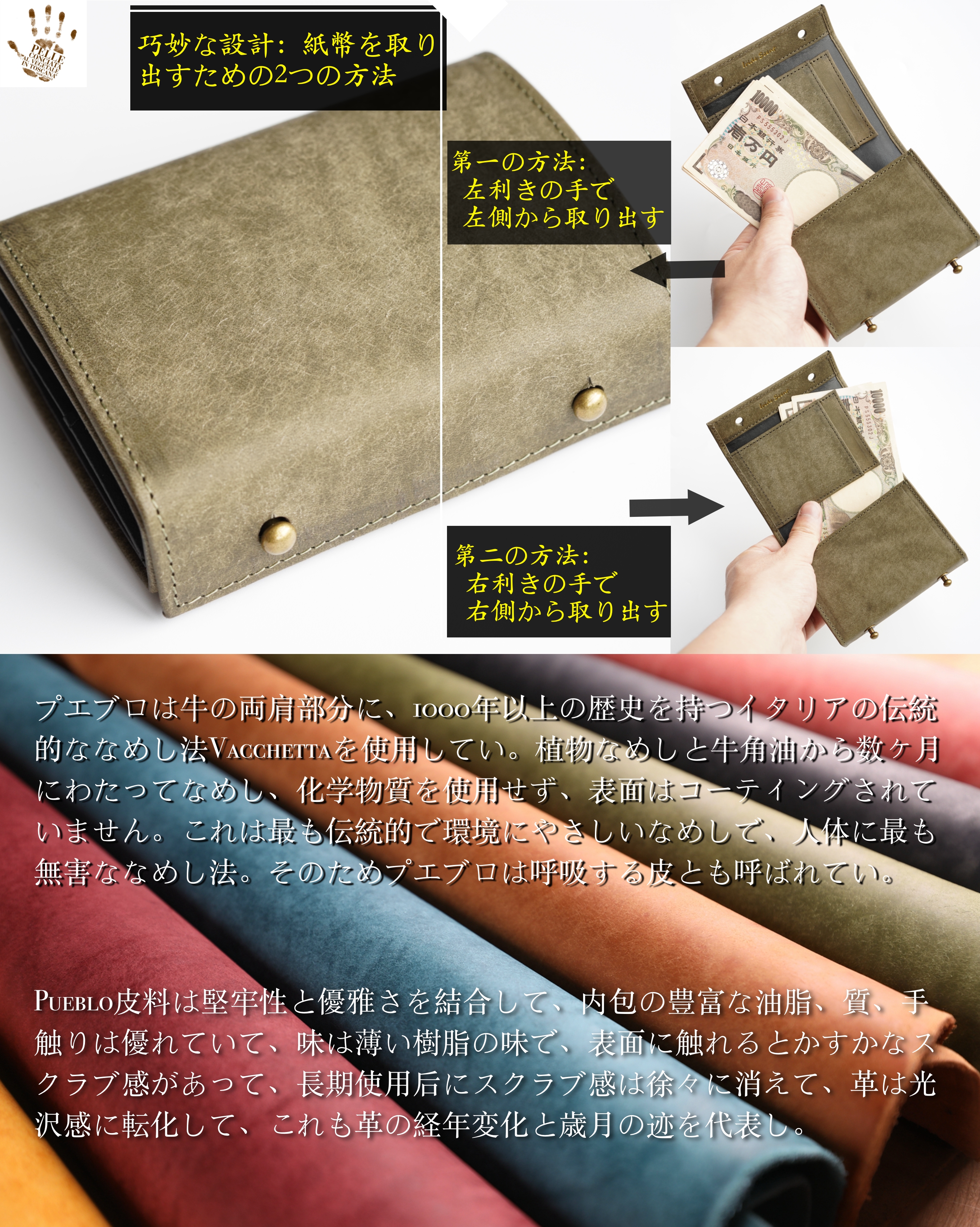 （これは模倣品）蛇腹式 m➕ 財布 エムピウの二つ折り財布 millefoglie P25 ミッレフォッリエ2 箱型の小銭入れ 